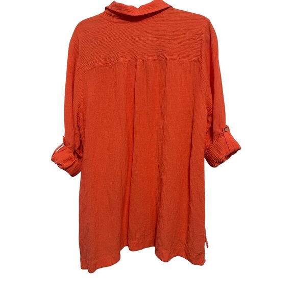 Soft Surroundings Womens Orange Tunic Top W/Button Accents & Floral Lining - Siz - Picture 2 of 8
